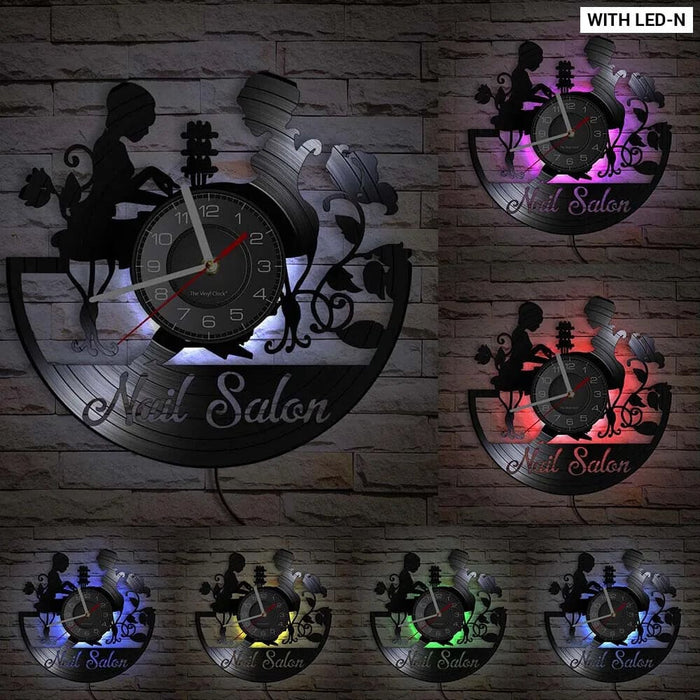 Manicure Salon Vinyl Record Wall Clock