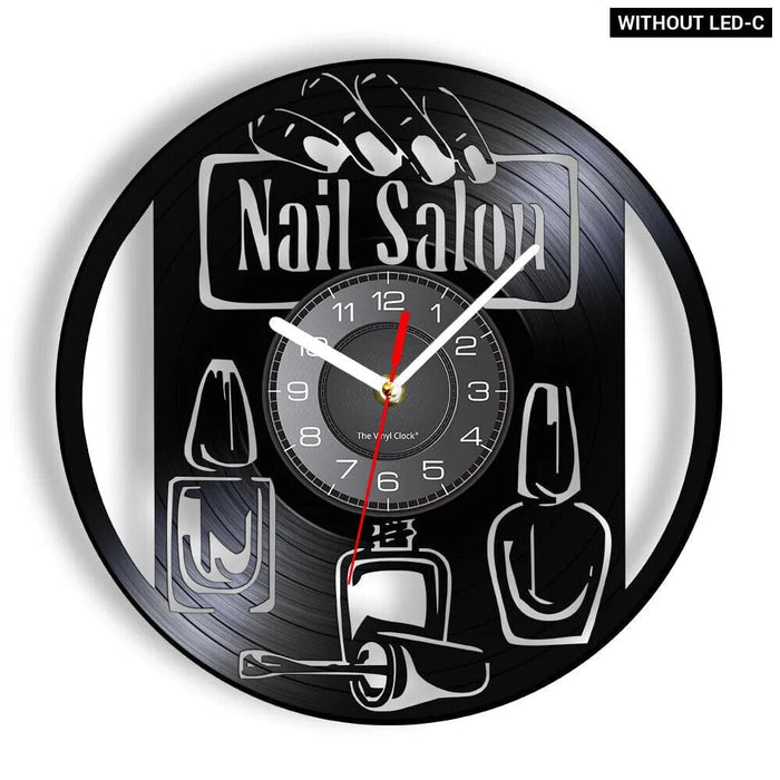 Manicure Salon Vinyl Record Wall Clock