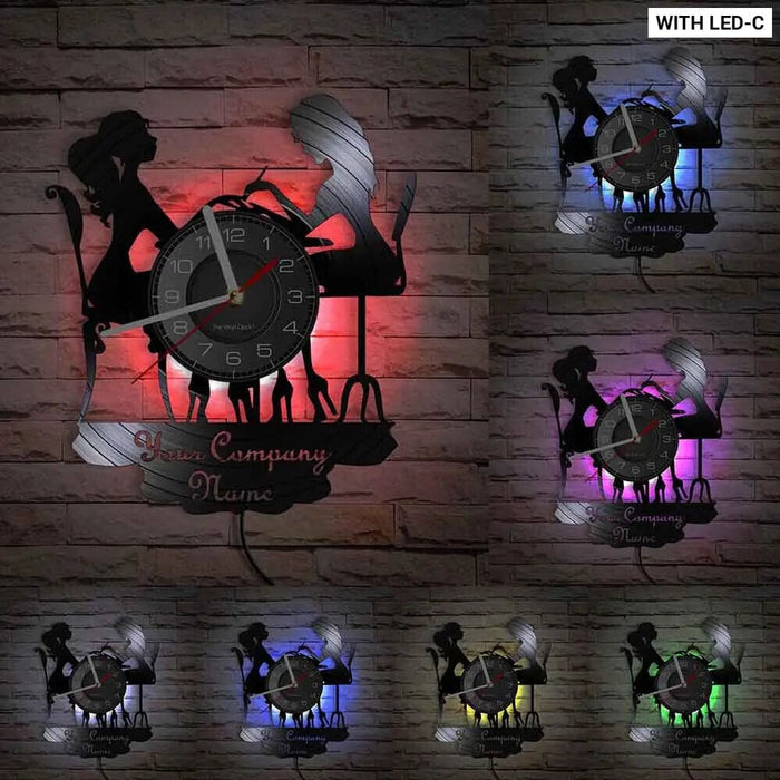 Manicure Salon Vinyl Record Wall Clock