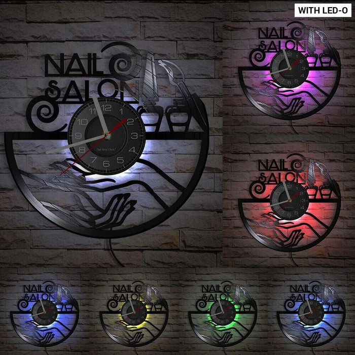 Manicure Salon Vinyl Record Wall Clock