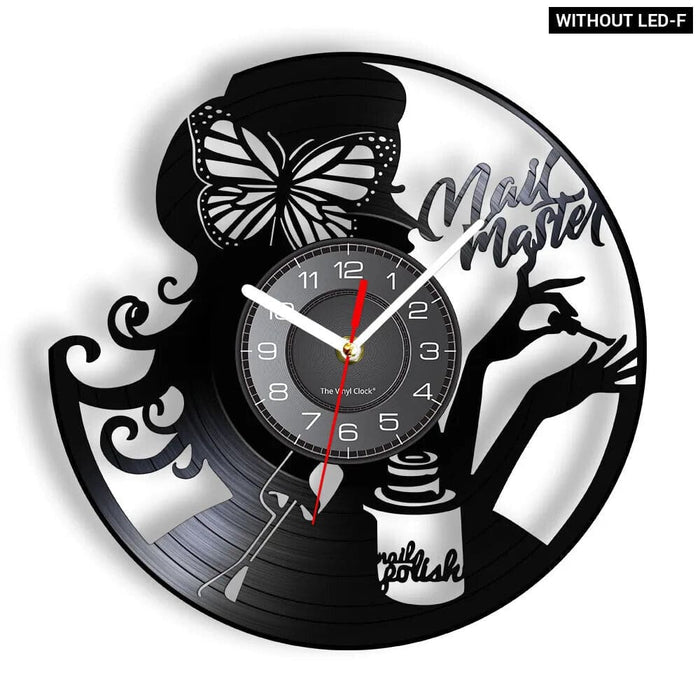 Manicure Salon Vinyl Record Wall Clock