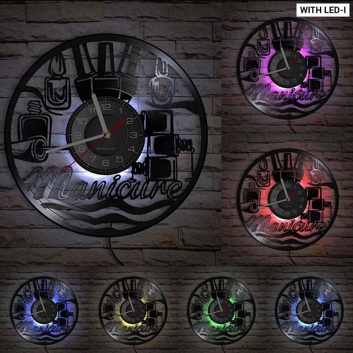 Manicure Salon Vinyl Record Wall Clock
