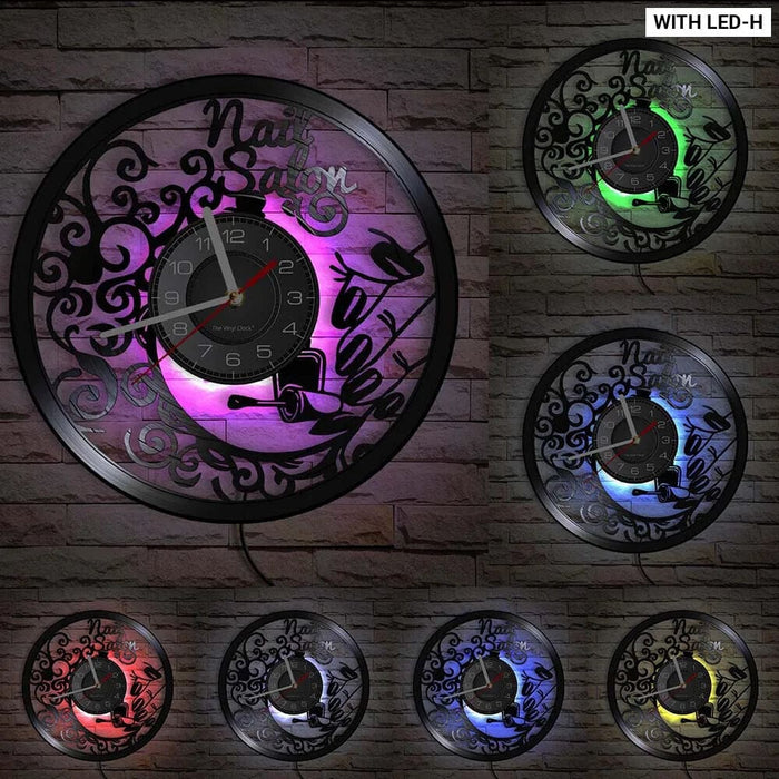 Manicure Salon Vinyl Record Wall Clock