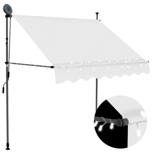 Manual Retractable Awning With Led 200 Cm Cream Oapnio