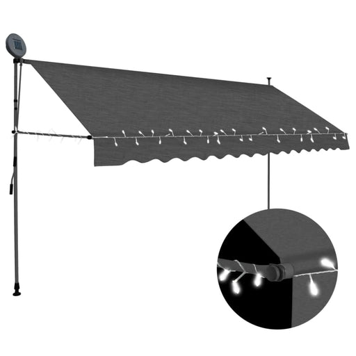Manual Retractable Awning With Led 350 Cm Anthracite Oapnli