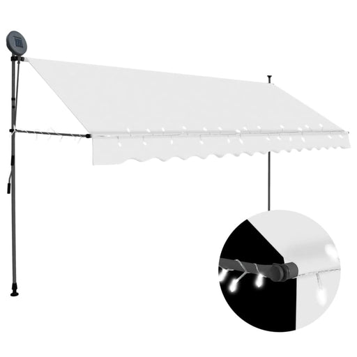 Manual Retractable Awning With Led 350 Cm Cream Oapnia