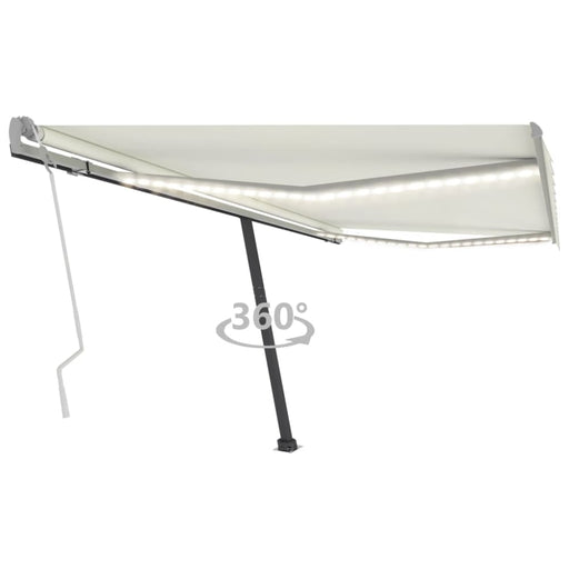 Manual Retractable Awning With Led 400x300 Cm Cream Tblkiax