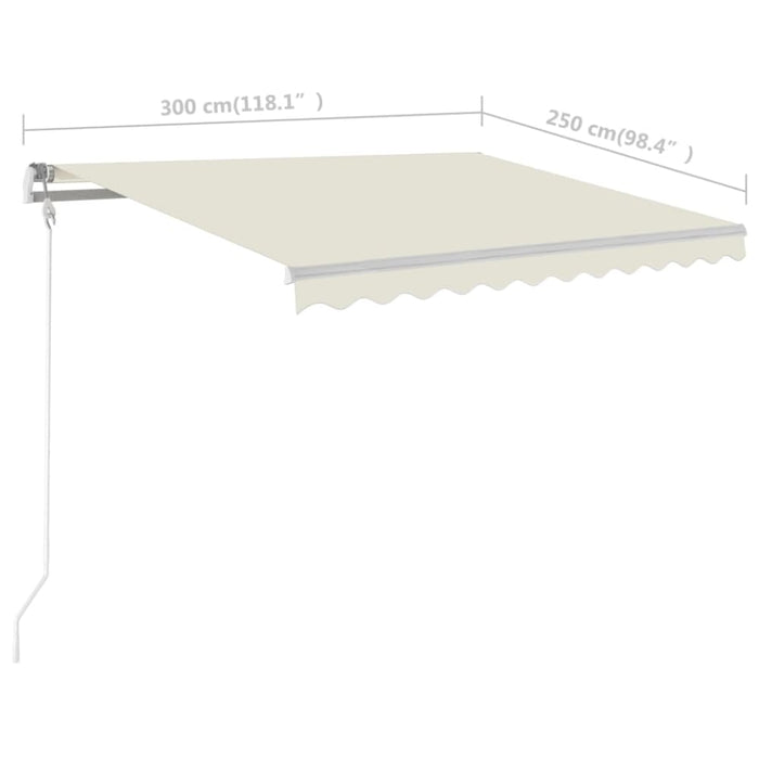 Manual Retractable Awning With Led 3x2.5 m Cream Tbibobx