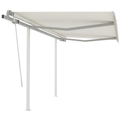 Manual Retractable Awning With Posts 3x2.5 m Cream Tblknki