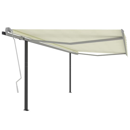 Manual Retractable Awning With Posts 4x3 m Cream Tbiboti