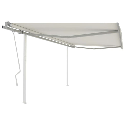 Manual Retractable Awning With Posts 4x3 m Cream Tblkkti