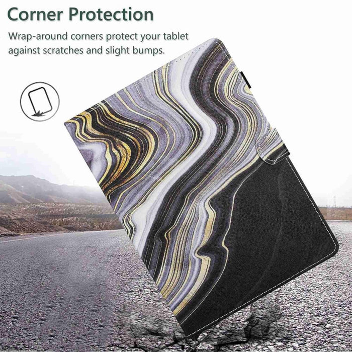 Marble Pattern Stitching Smart Leather Tablet Case For Ipad