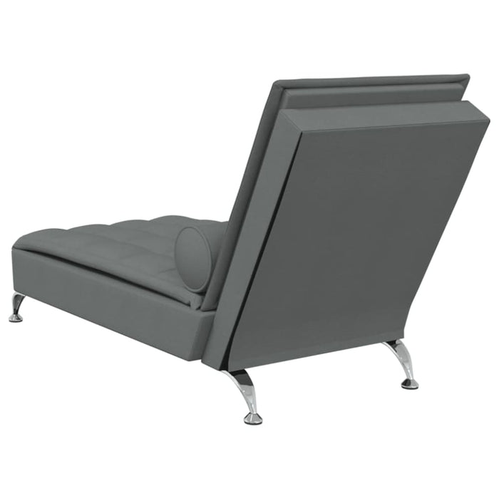Massage Chaise Lounge With Bolster Dark Grey Fabric Tikaaa