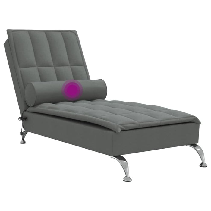 Massage Chaise Lounge With Bolster Dark Grey Fabric Tikaaa