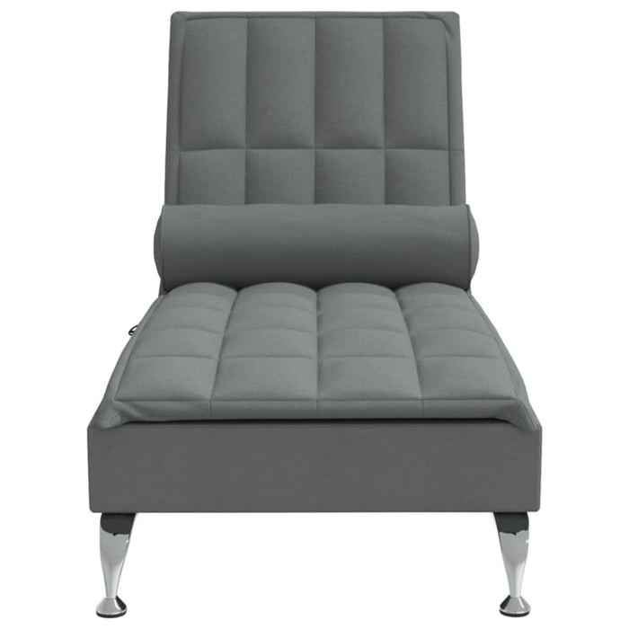 Massage Chaise Lounge With Bolster Dark Grey Fabric Tikaaa