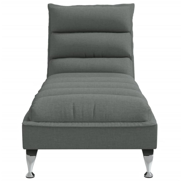 Massage Chaise Lounge With Cushions Dark Grey Fabric Tikail