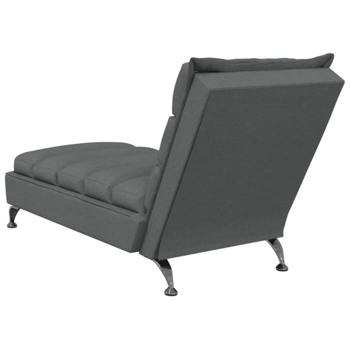 Massage Chaise Lounge With Cushions Dark Grey Fabric Tikail