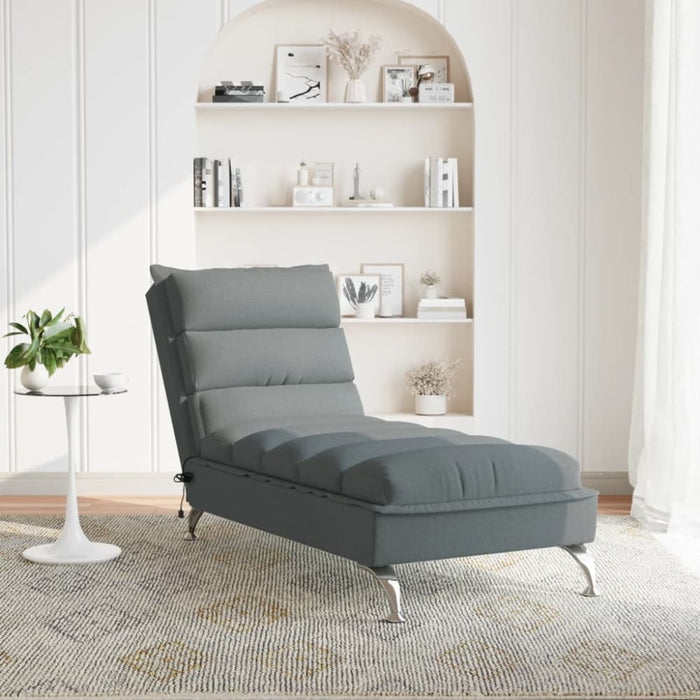 Massage Chaise Lounge With Cushions Dark Grey Fabric Tikail