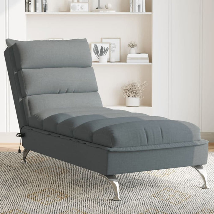 Massage Chaise Lounge With Cushions Dark Grey Fabric Tikail