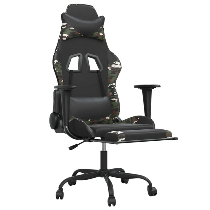Massage Gaming Chair With Footrest Black&camouflage Faux