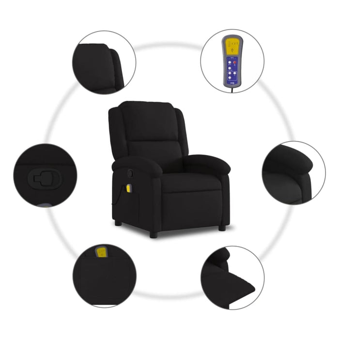 Massage Recliner Chair Black Fabric Tioilp