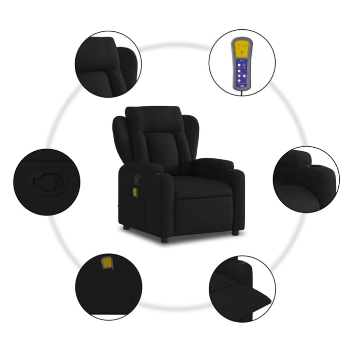 Massage Recliner Chair Black Fabric Tixaoi
