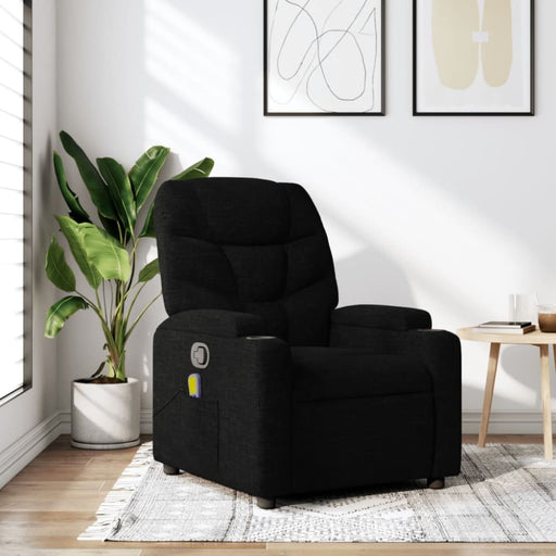 Massage Recliner Chair Black Fabric Tixapp