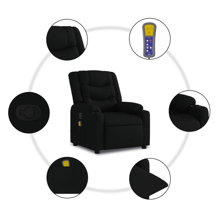 Massage Recliner Chair Black Fabric Txblnti