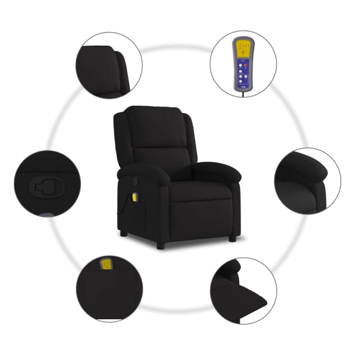 Massage Recliner Chair Black Fabric Txbpaon