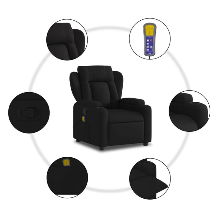 Massage Recliner Chair Black Fabric Txbppib