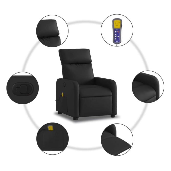 Massage Recliner Chair Black Faux Leather Tiaokb