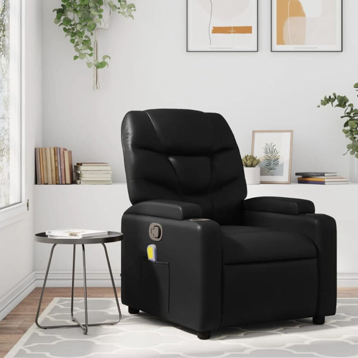 Massage Recliner Chair Black Faux Leather Tixaix