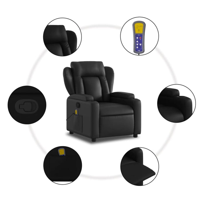Massage Recliner Chair Black Faux Leather Tixata