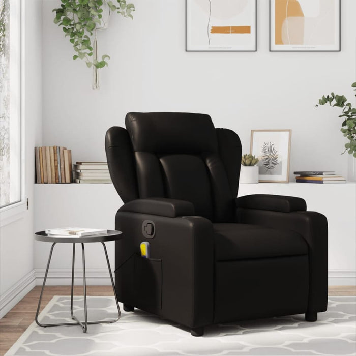 Massage Recliner Chair Black Faux Leather Tixata