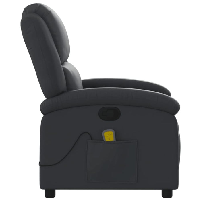 Massage Recliner Chair Black Real Leather Tioikt