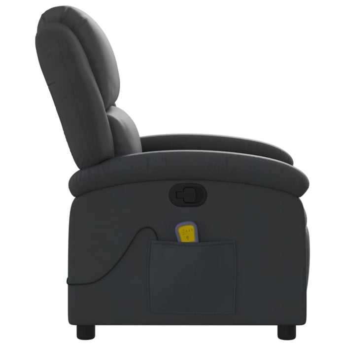 Massage Recliner Chair Black Real Leather Txbpaio