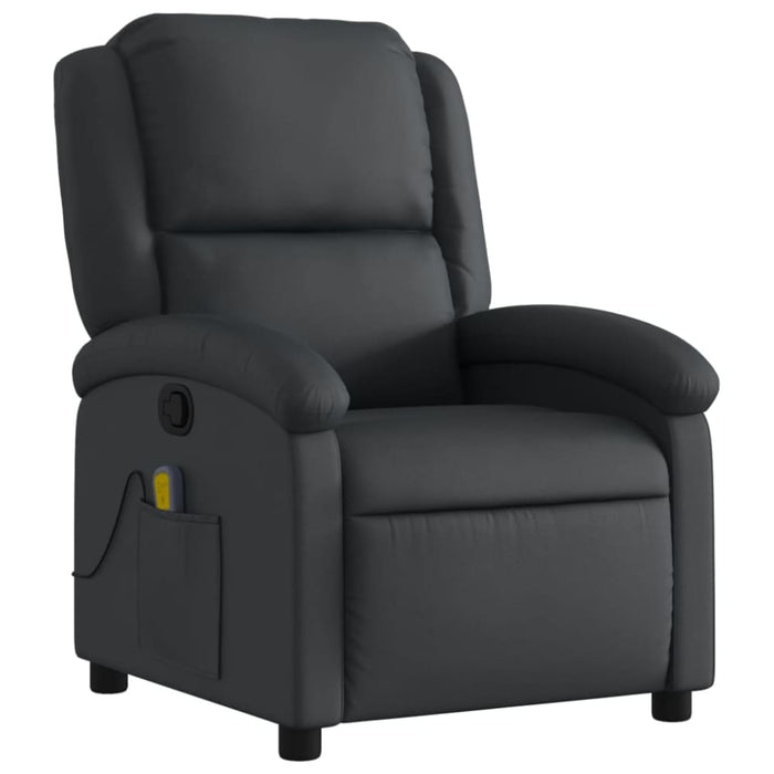 Massage Recliner Chair Black Real Leather Txbpaio