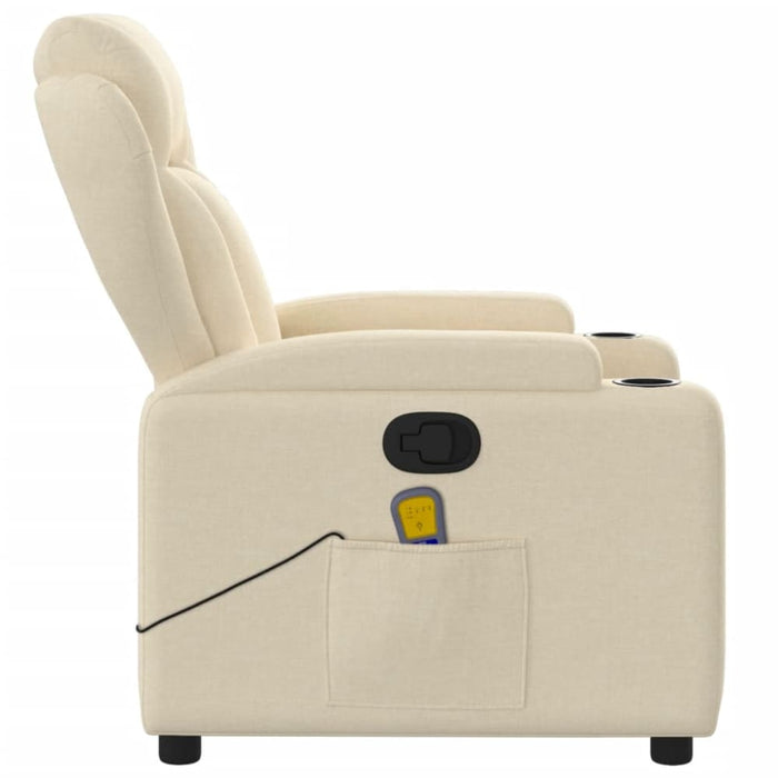 Massage Recliner Chair Cream Fabric Tixaxa