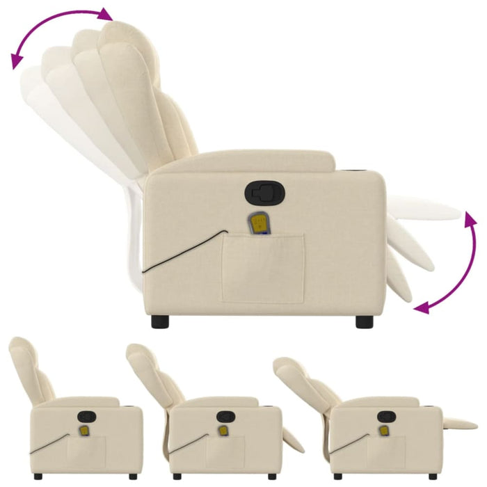 Massage Recliner Chair Cream Fabric Tixaxa