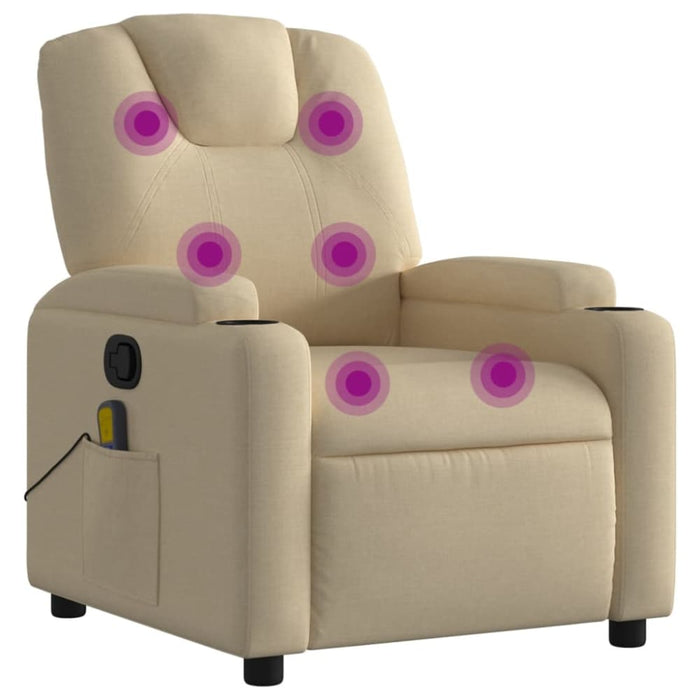 Massage Recliner Chair Cream Fabric Tixtnl