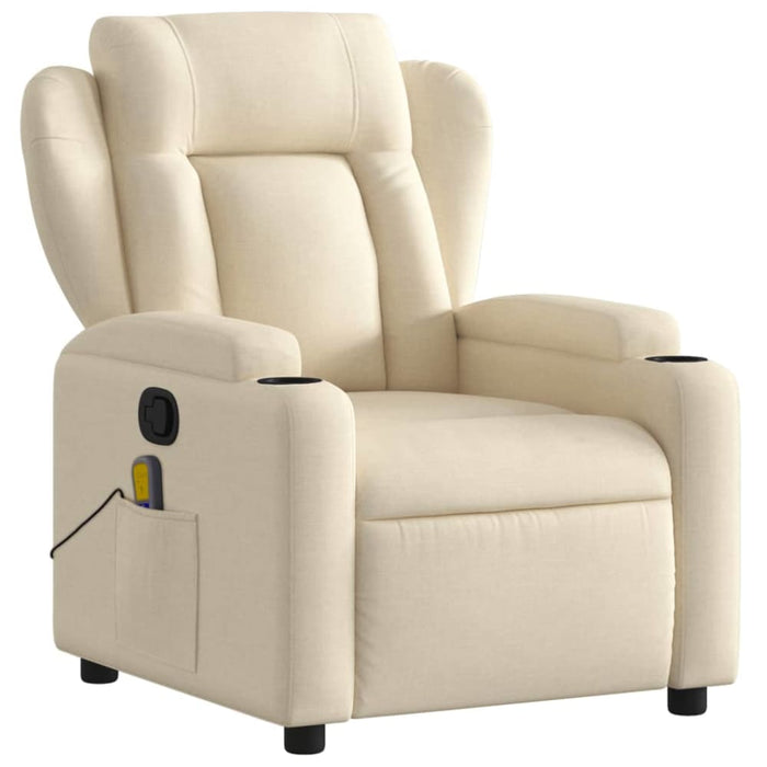 Massage Recliner Chair Cream Fabric Txbppio
