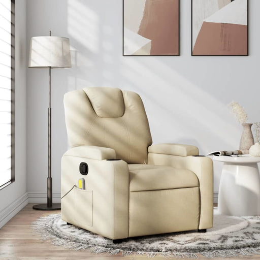 Massage Recliner Chair Cream Fabric Txbppop