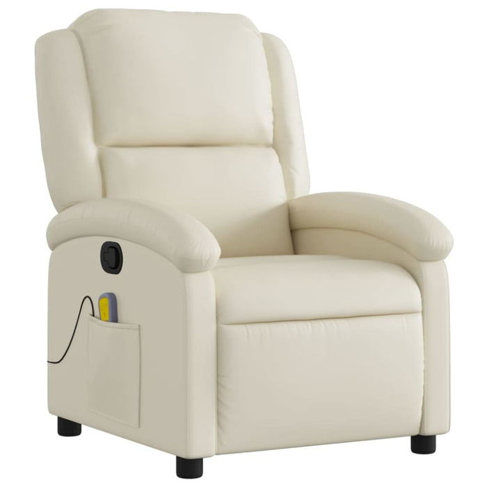 Massage Recliner Chair Cream Faux Leather Tioint