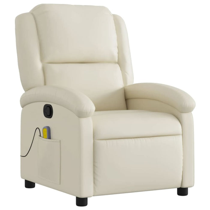 Massage Recliner Chair Cream Faux Leather Txbpaan
