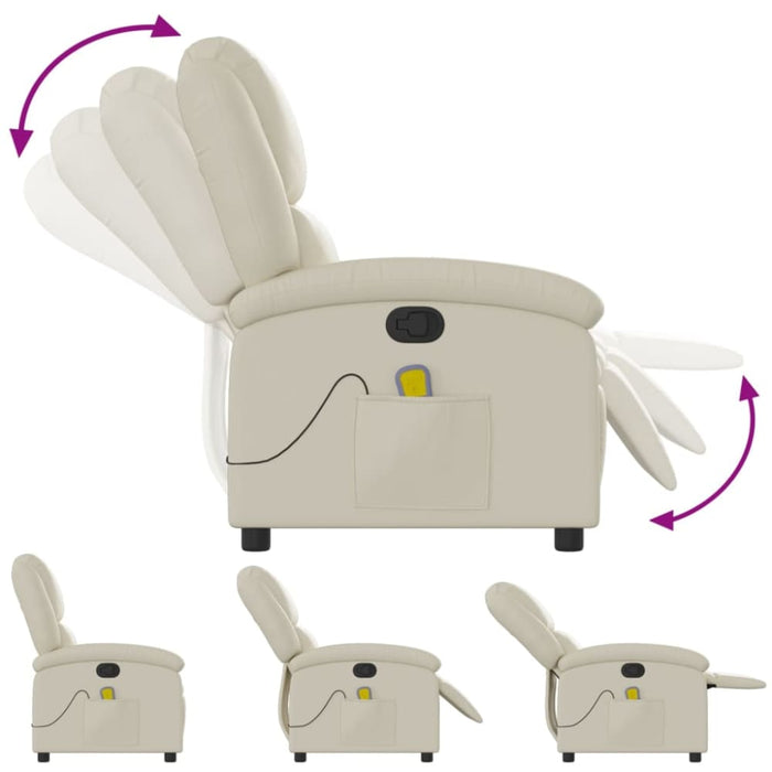 Massage Recliner Chair Cream Faux Leather Txbpkbb