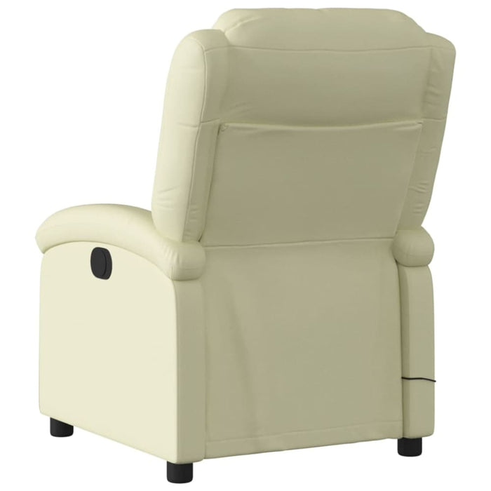 Massage Recliner Chair Cream Real Leather Tioikp
