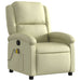 Massage Recliner Chair Cream Real Leather Tioikp