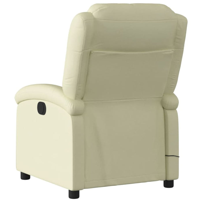 Massage Recliner Chair Cream Real Leather Txbpkxl