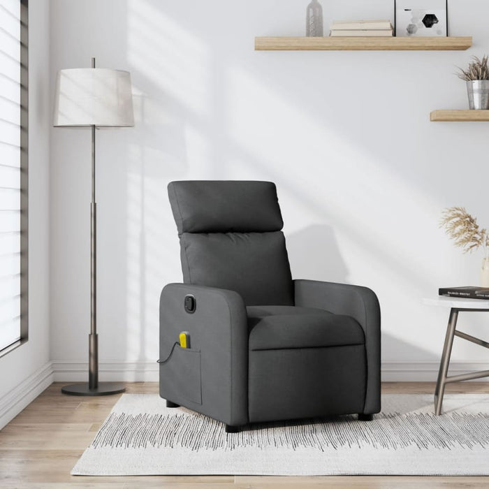 Massage Recliner Chair Dark Grey Fabric Tiaoip