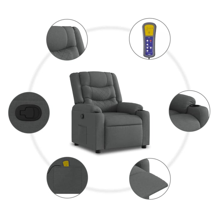 Massage Recliner Chair Dark Grey Fabric Tiaoto